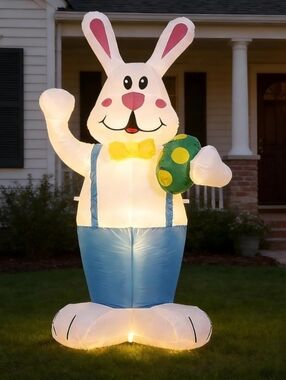 NWT Easter Bunny Inflatable LED Light Up Yard Decor Outdoor Decoration Deal